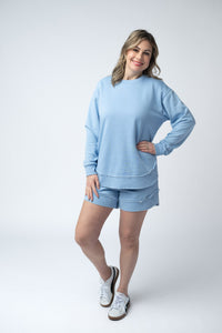 Vintage Wash Pullover - Dusty Blue-Pullover-Villari Chic, women's online fashion boutique in Severna, Maryland