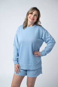 Vintage Wash Pullover - Dusty Blue-Pullover-Villari Chic, women's online fashion boutique in Severna, Maryland