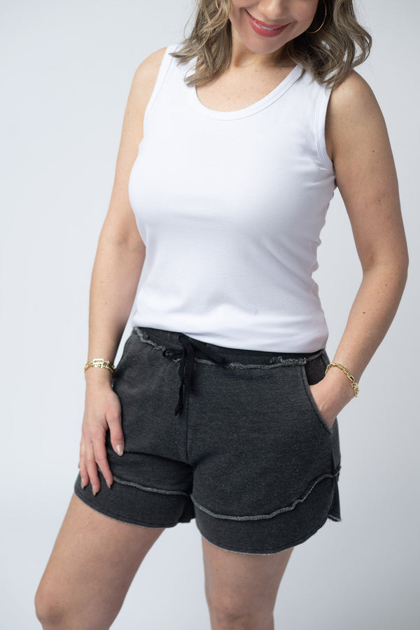 French Terry Stevie Shorts - Black-Villari Chic, women's online fashion boutique in Severna, Maryland