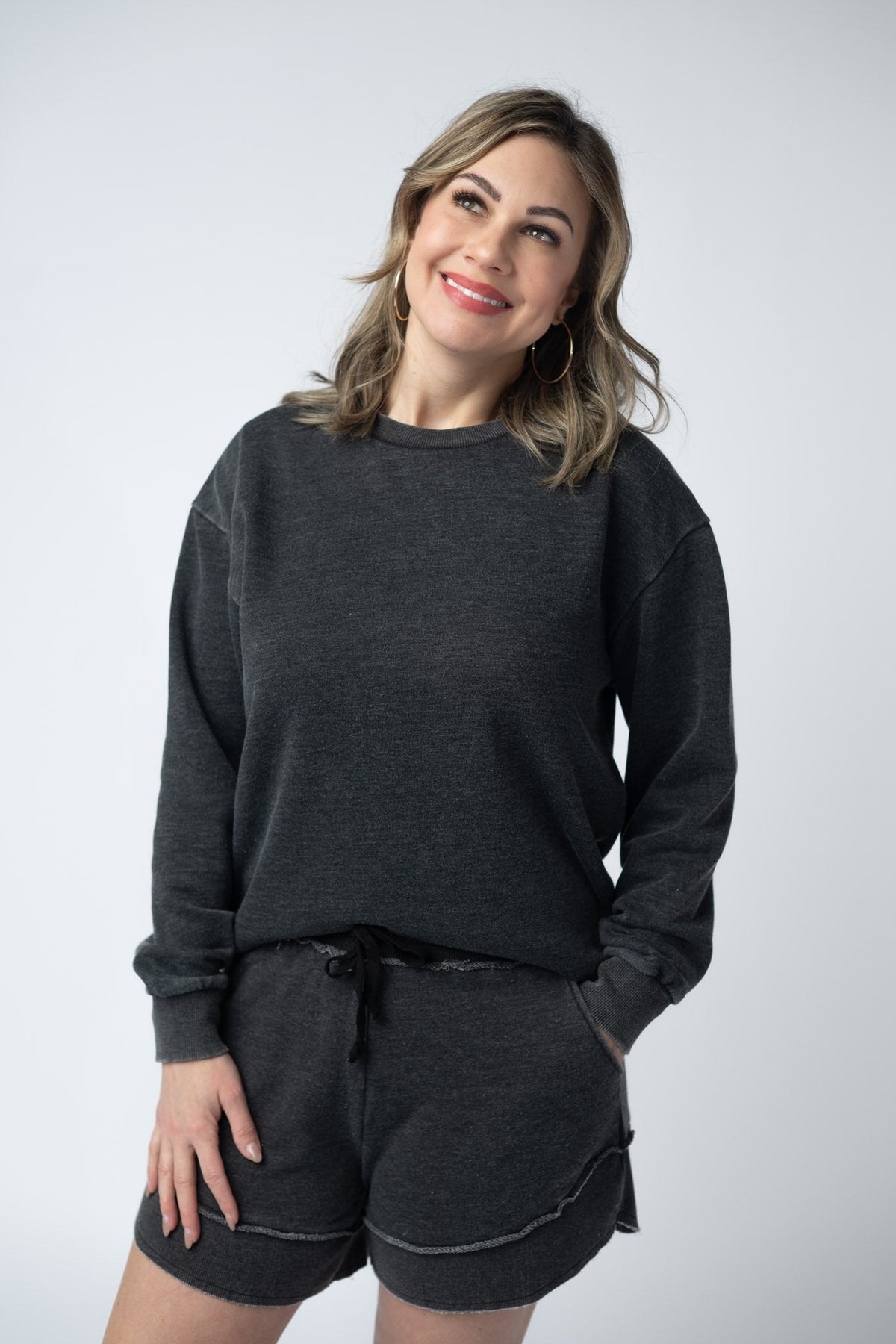 Vintage Wash Pullover - Black-Pullover-Villari Chic, women's online fashion boutique in Severna, Maryland