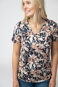 Sophie Top - Navy Autumn Petals-Shirts-Villari Chic, women's online fashion boutique in Severna, Maryland