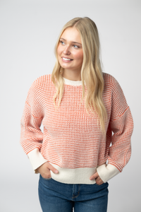 Charlotte Sweater - Orange and Ivory-Sweater-Villari Chic, women's online fashion boutique in Severna, Maryland
