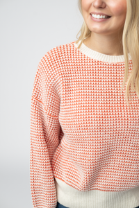 Charlotte Sweater - Orange and Ivory-Sweater-Villari Chic, women's online fashion boutique in Severna, Maryland