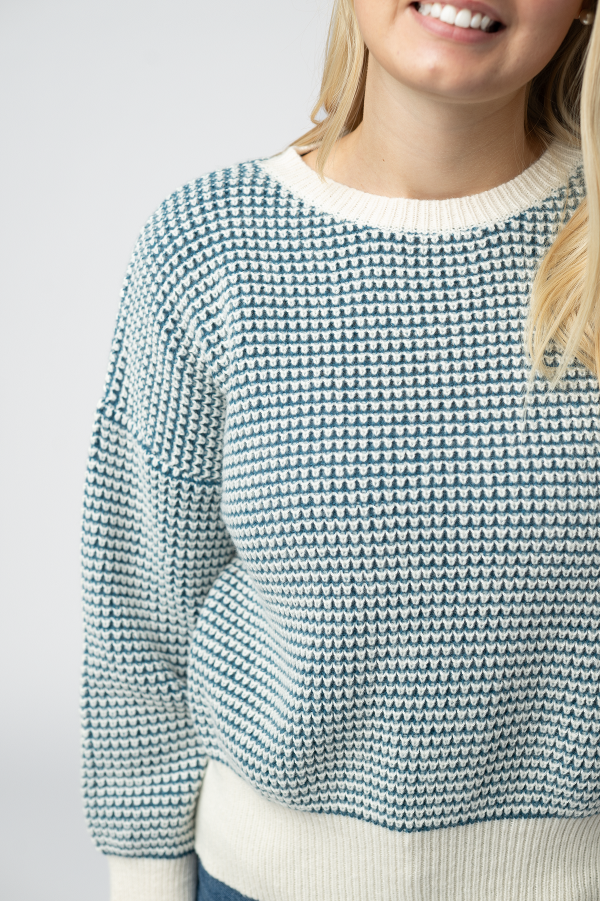 Charlotte Sweater - Teal and Ivory-Sweater-Villari Chic, women's online fashion boutique in Severna, Maryland