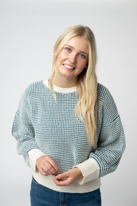 Charlotte Sweater - Teal and Ivory-Sweater-Villari Chic, women's online fashion boutique in Severna, Maryland