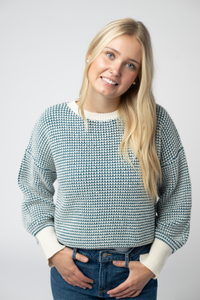 Charlotte Sweater - Teal and Ivory-Sweater-Villari Chic, women's online fashion boutique in Severna, Maryland