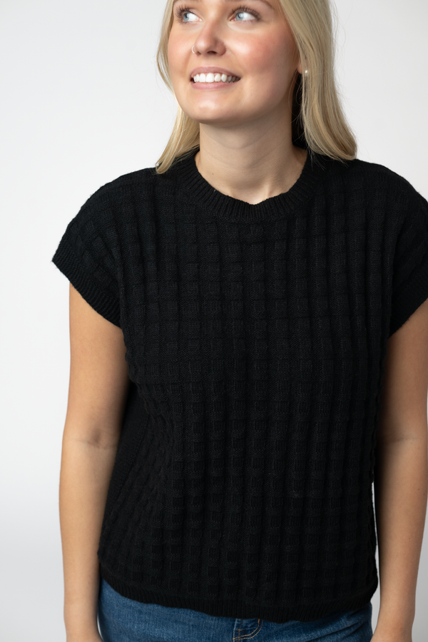 Kelly Knitted Top - Black-Tops-Villari Chic, women's online fashion boutique in Severna, Maryland
