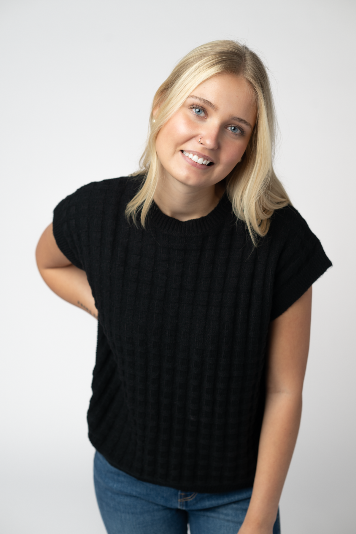 Kelly Knitted Top - Black-Tops-Villari Chic, women's online fashion boutique in Severna, Maryland