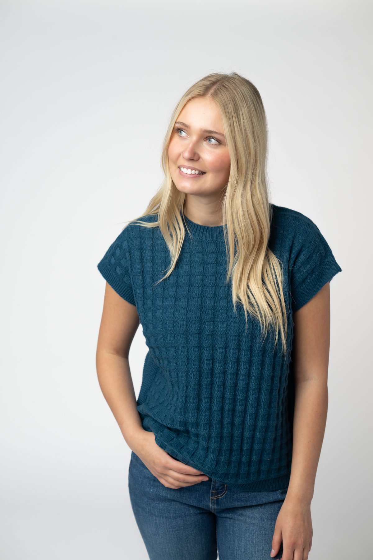 Kelly Knitted Top - Teal-Tops-Villari Chic, women's online fashion boutique in Severna, Maryland