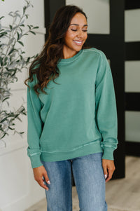 Daily Ease Mineral Wash Pullover in Dark Green-Womens-Villari Chic, women's online fashion boutique in Severna, Maryland
