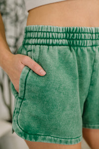 Daily Routine Mineral Wash Shorts in Forest-Womens-Villari Chic, women's online fashion boutique in Severna, Maryland