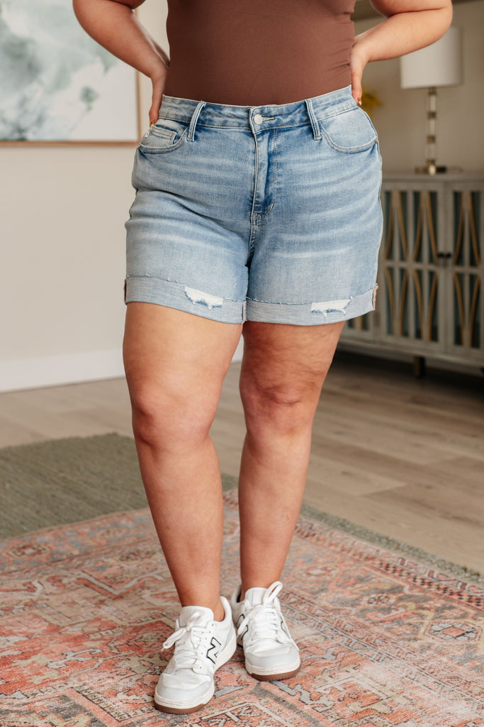 Judy Blue High-Rise Distressed Cuffed Cut-Off Shorts-Womens-Villari Chic, women's online fashion boutique in Severna, Maryland