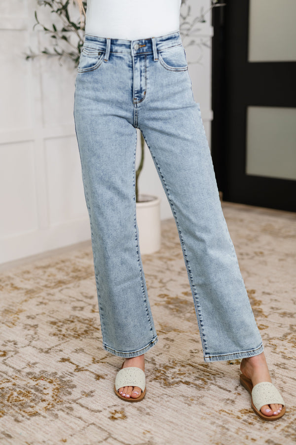Judy Blue High Rise Stone Wash Straight Fit Jeans-Womens-Villari Chic, women's online fashion boutique in Severna, Maryland