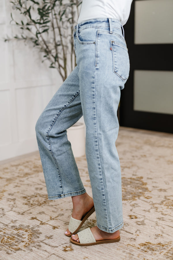 Judy Blue High Rise Stone Wash Straight Fit Jeans-Womens-Villari Chic, women's online fashion boutique in Severna, Maryland
