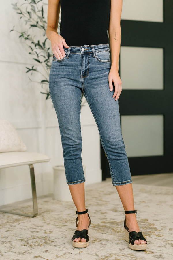 Judy Blue Mid Rise Capri-Womens-Villari Chic, women's online fashion boutique in Severna, Maryland
