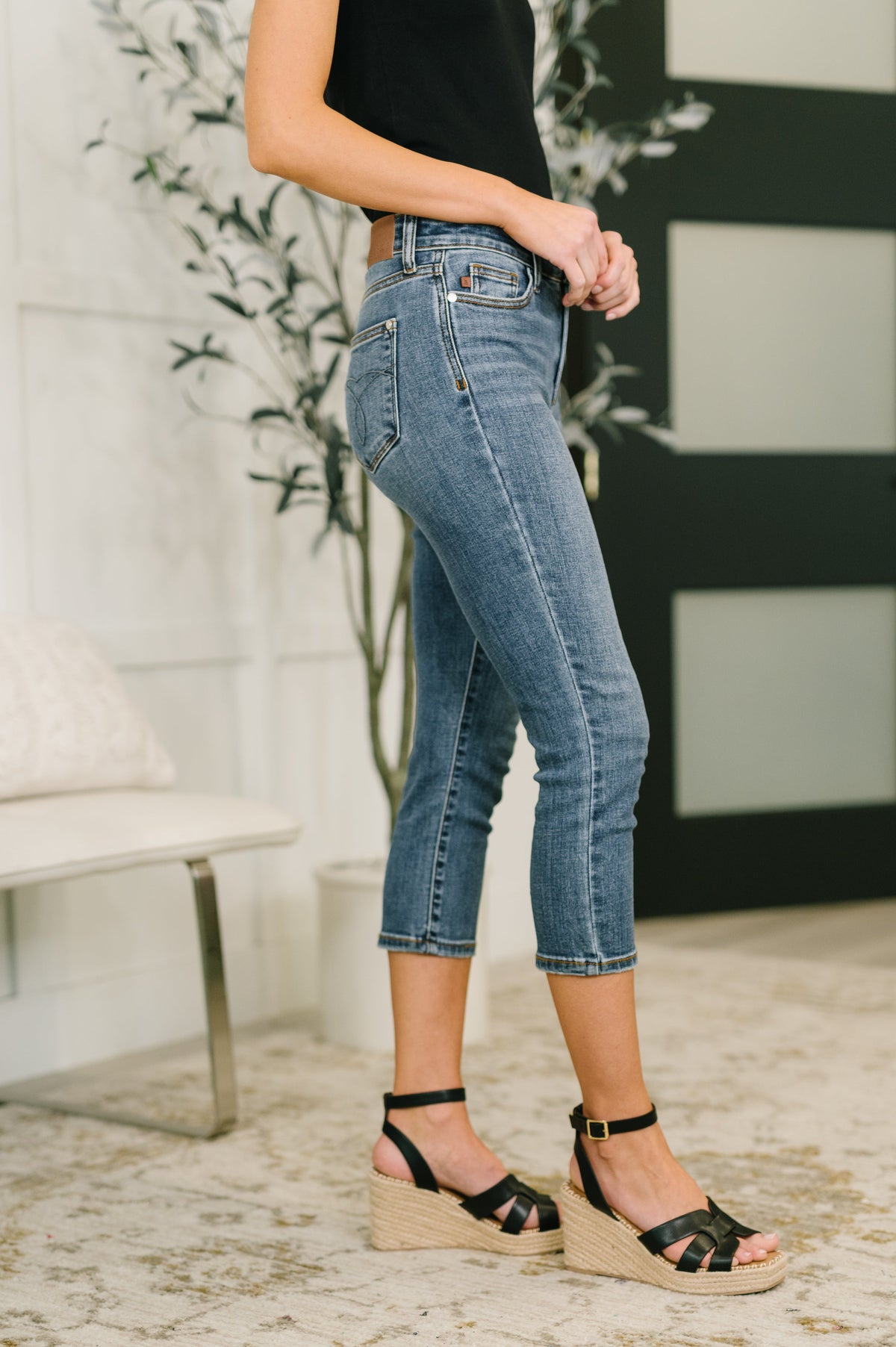 Judy Blue Mid Rise Capri-Womens-Villari Chic, women's online fashion boutique in Severna, Maryland