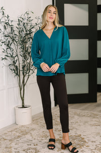 Desk to Dinner V-Neck Balloon Sleeve Blouse-Womens-Villari Chic, women's online fashion boutique in Severna, Maryland