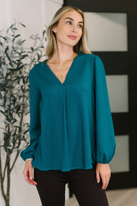 Desk to Dinner V-Neck Balloon Sleeve Blouse-Womens-Villari Chic, women's online fashion boutique in Severna, Maryland