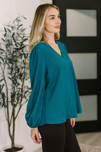 Desk to Dinner V-Neck Balloon Sleeve Blouse-Womens-Villari Chic, women's online fashion boutique in Severna, Maryland