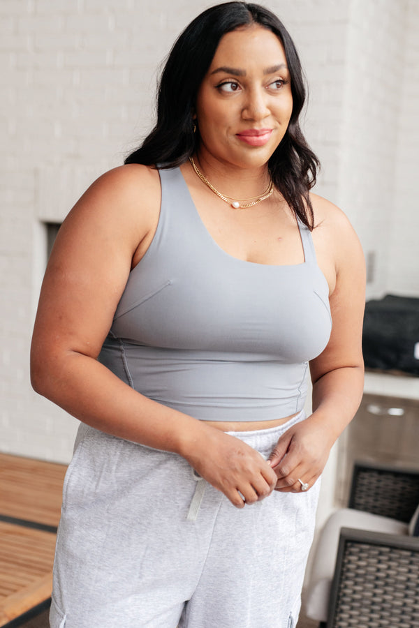 Doing it For Me Asymmetrical Tank in Rhino Grey-Athleisure-Villari Chic, women's online fashion boutique in Severna, Maryland