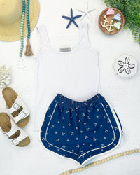Dolphin Shorts - Nautical Navy-shorts-Villari Chic, women's online fashion boutique in Severna, Maryland