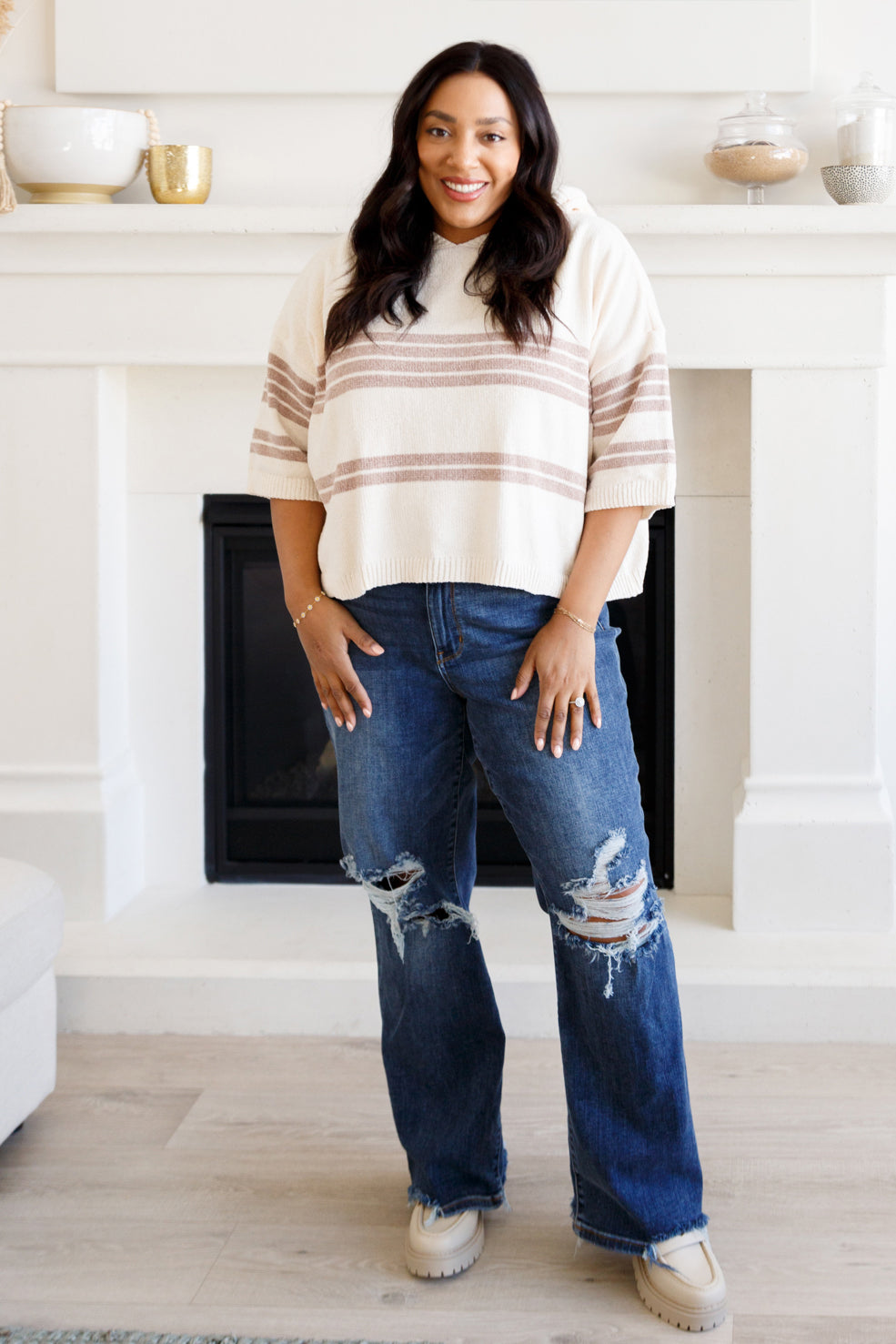 Don't Forget the Cold Foam Striped Hoodie-Tops-Villari Chic, women's online fashion boutique in Severna, Maryland