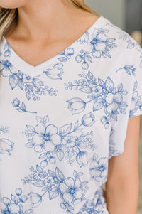 Down Right Delicate V-Neck Floral Top-Womens-Villari Chic, women's online fashion boutique in Severna, Maryland