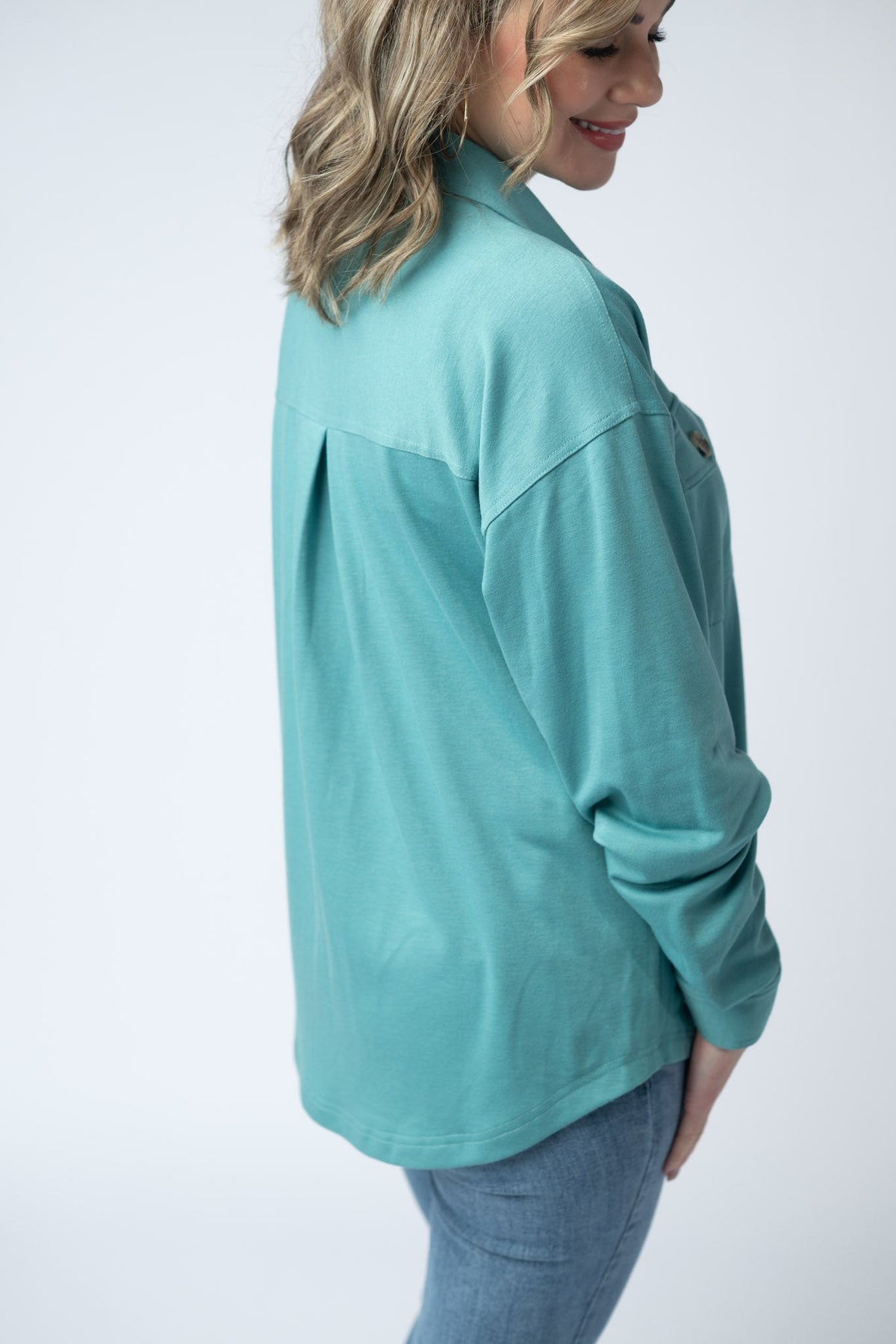 Brenna Button Down Top - Teal-clothing-Villari Chic, women's online fashion boutique in Severna, Maryland