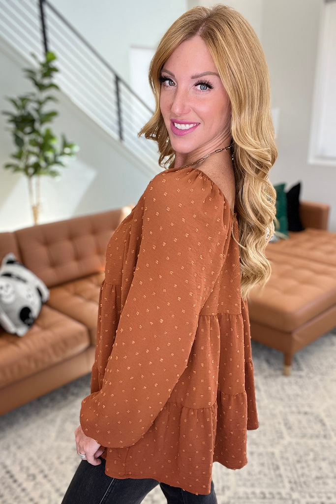 Falling into You Tiered Babydoll Top in Chestnut-Womens-Villari Chic, women's online fashion boutique in Severna, Maryland