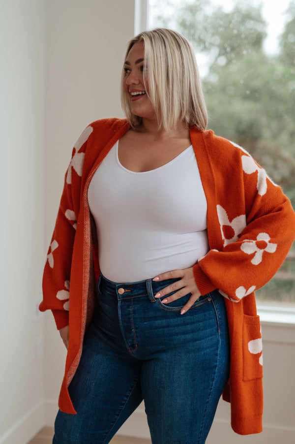 Enough Anyways Floral Cardigan in Burnt Orange-Layers-Villari Chic, women's online fashion boutique in Severna, Maryland