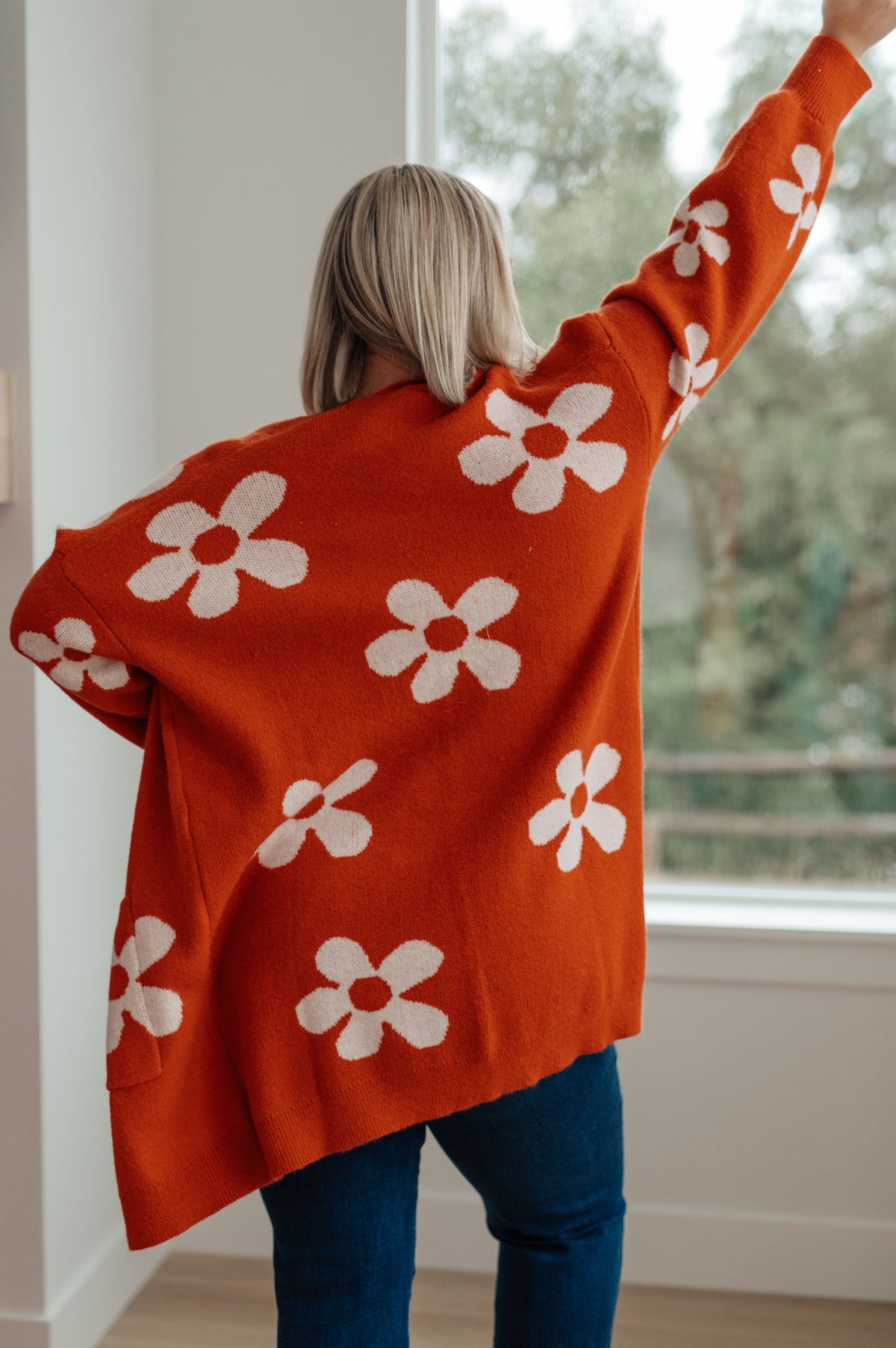 Enough Anyways Floral Cardigan in Burnt Orange-Layers-Villari Chic, women's online fashion boutique in Severna, Maryland