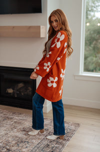 Enough Anyways Floral Cardigan in Burnt Orange-Layers-Villari Chic, women's online fashion boutique in Severna, Maryland