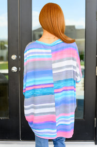 Essential Blouse in Teal and Grey Multi Stripe-Tops-Villari Chic, women's online fashion boutique in Severna, Maryland