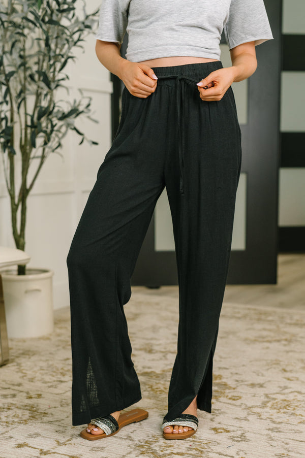 Essential Feeling Straight Leg Lounge Pants in Light in Black-Womens-Villari Chic, women's online fashion boutique in Severna, Maryland