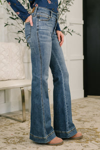 Judy Blue High Waist Flare Tummy Control Double Button WB-Womens-Villari Chic, women's online fashion boutique in Severna, Maryland