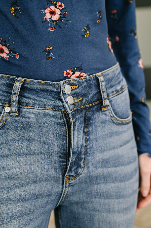 Judy Blue High Waist Flare Tummy Control Double Button WB-Womens-Villari Chic, women's online fashion boutique in Severna, Maryland