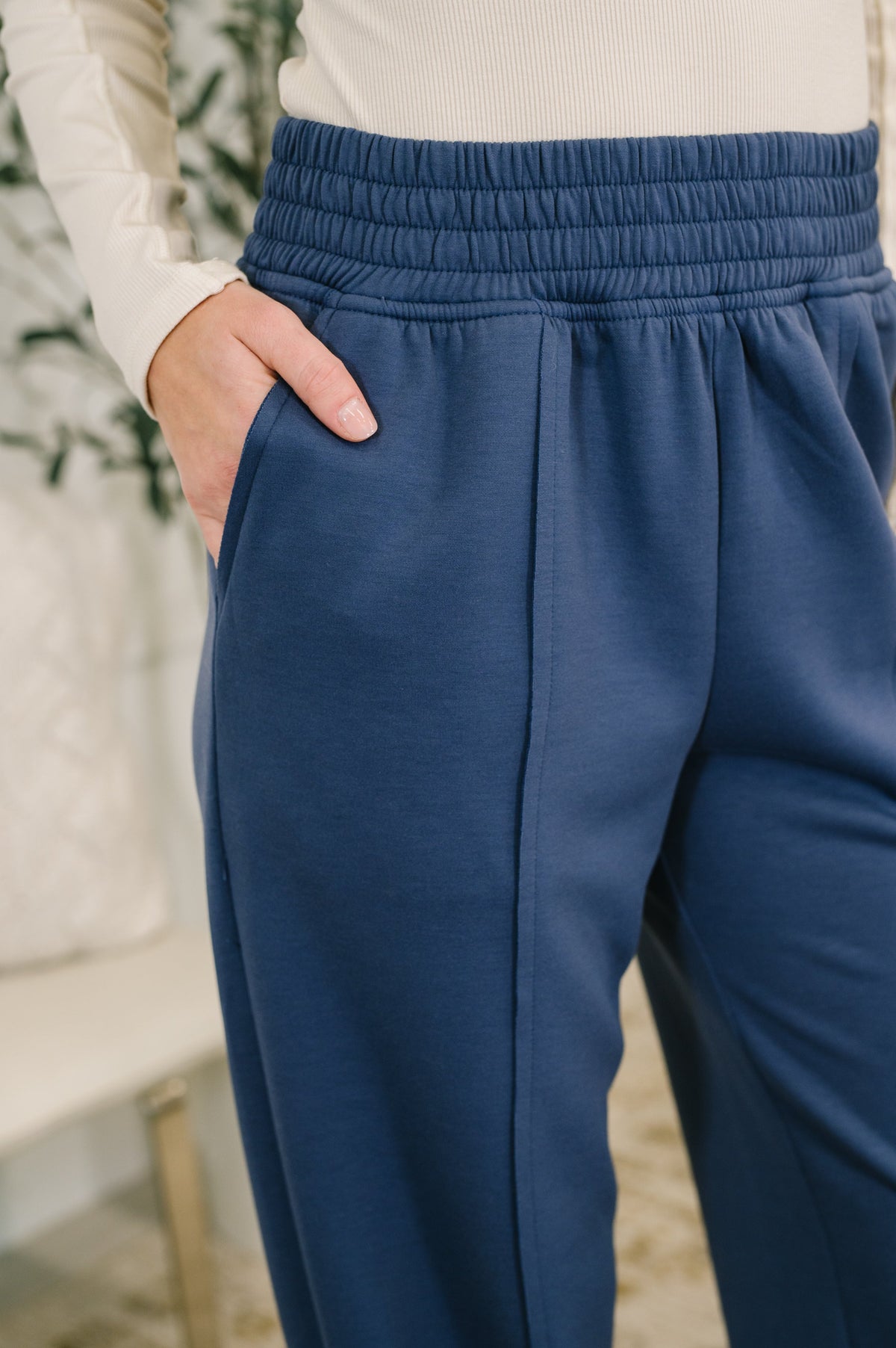 Every Second, Every Hour Jogger Bottoms in Blue Indigo-Womens-Villari Chic, women's online fashion boutique in Severna, Maryland