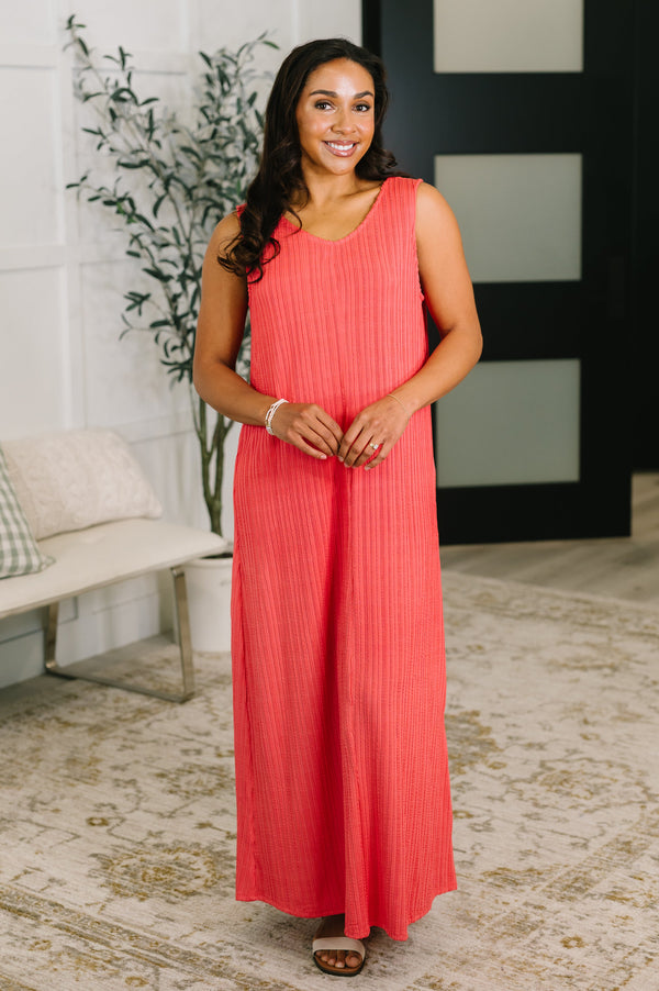 Everything She Wants Sleeveless Maxi Dress in Coral-Womens-Villari Chic, women's online fashion boutique in Severna, Maryland