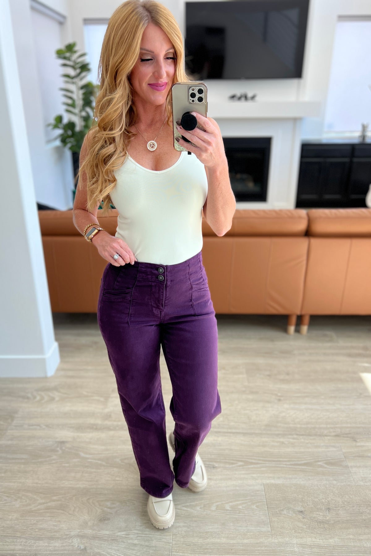 Petunia High-Rise Wide Leg Jeans in Plum by Micah Denim-Womens-Villari Chic, women's online fashion boutique in Severna, Maryland