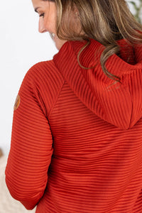 Tatum Textured Pullover Hoodie - Rust-outerwear-Villari Chic, women's online fashion boutique in Severna, Maryland