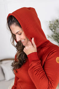 Tatum Textured Pullover Hoodie - Rust-outerwear-Villari Chic, women's online fashion boutique in Severna, Maryland