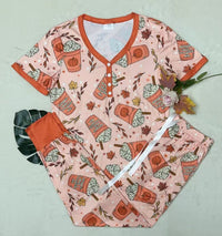 PREORDER: Fall & Halloween Short-Sleeved Jogger PJ Set - 5 Patterns!-Villari Chic, women's online fashion boutique in Severna, Maryland