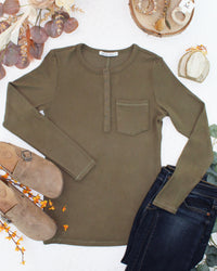 Georgia Long Sleeve Top - Olive-Tops-Villari Chic, women's online fashion boutique in Severna, Maryland