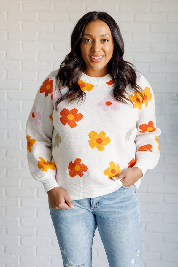 Falling Flowers Floral Sweater-Tops-Villari Chic, women's online fashion boutique in Severna, Maryland