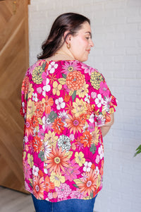 Flit About Floral Top in Pink-Tops-Villari Chic, women's online fashion boutique in Severna, Maryland