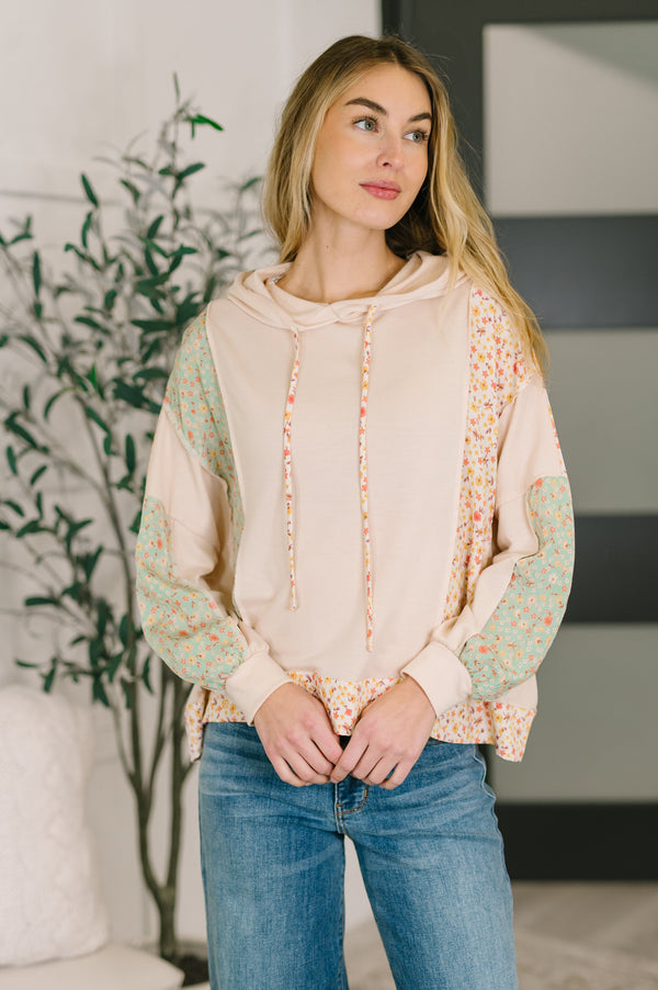 Floral Patchwork Hooded Pullover-Womens-Villari Chic, women's online fashion boutique in Severna, Maryland