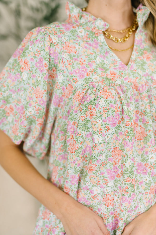 Flower Picking Notch Neck Blouse-Womens-Villari Chic, women's online fashion boutique in Severna, Maryland
