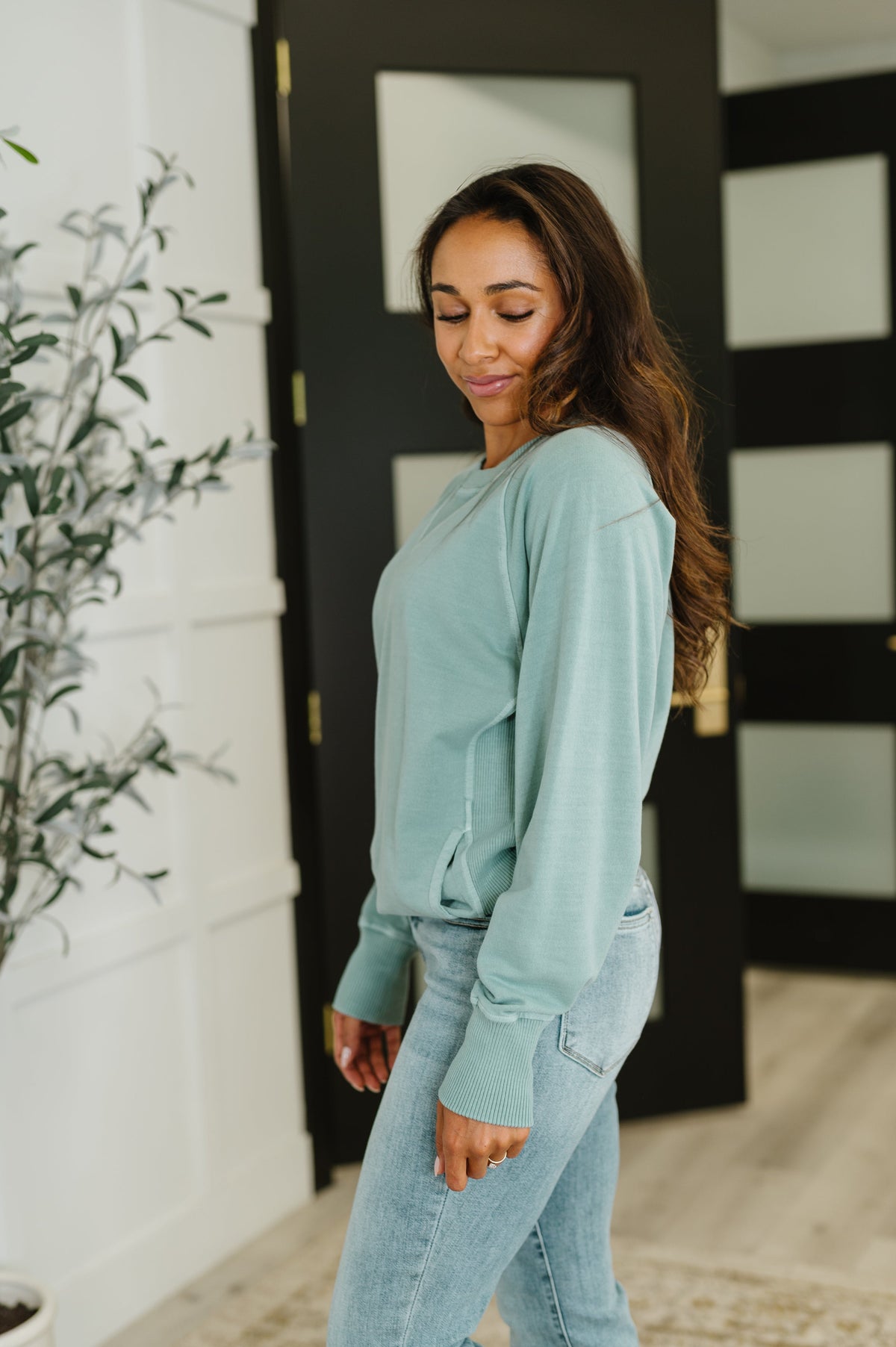 For the Experience Relaxed Pullover in Ash Blue-Womens-Villari Chic, women's online fashion boutique in Severna, Maryland