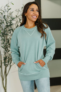 For the Experience Relaxed Pullover in Ash Blue-Womens-Villari Chic, women's online fashion boutique in Severna, Maryland