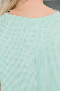 Foundation First Waffle Knit Relaxed Tee in Mint-Womens-Villari Chic, women's online fashion boutique in Severna, Maryland